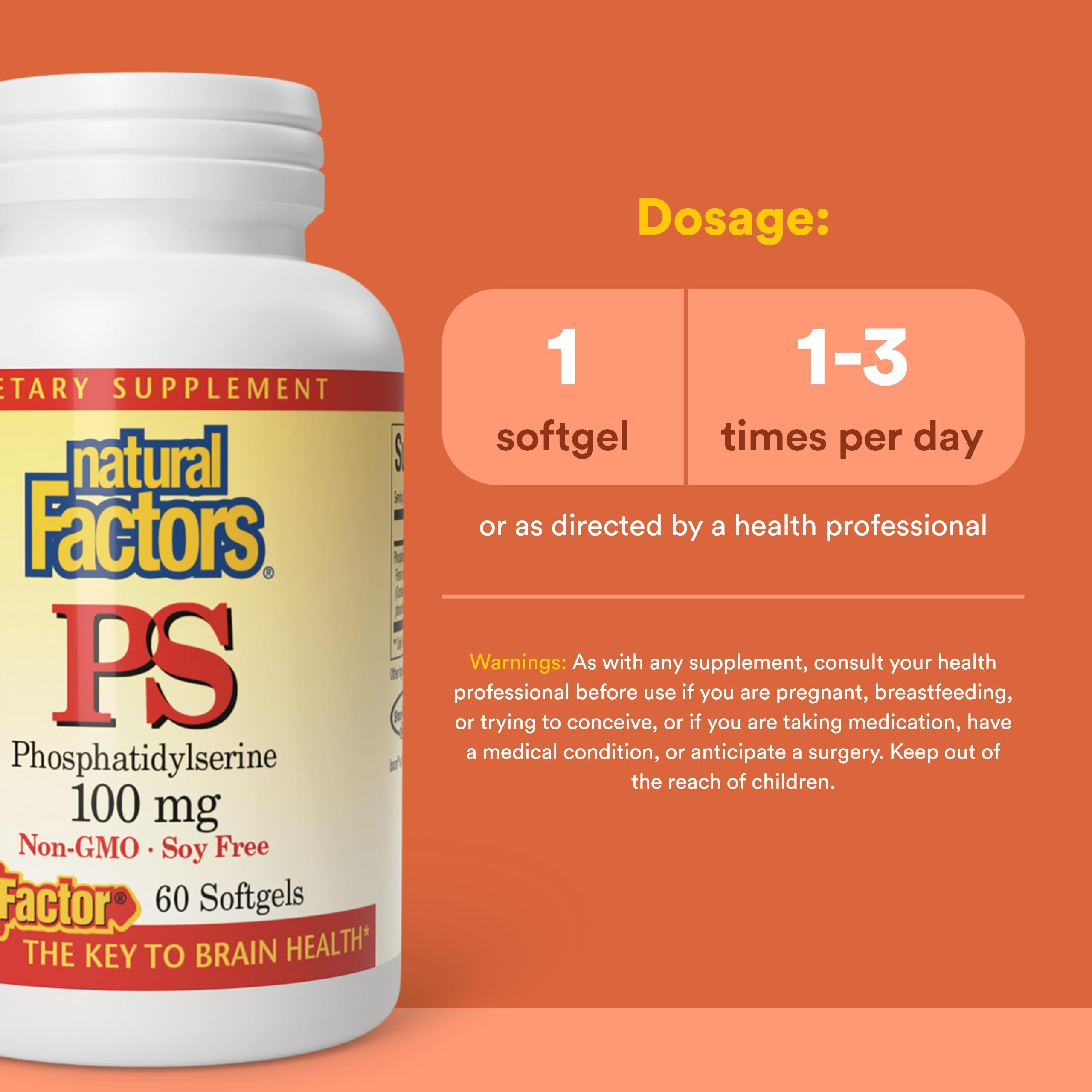 Natural Factors: etiqueta con ingredientes y fuente de girasol sin GMO.