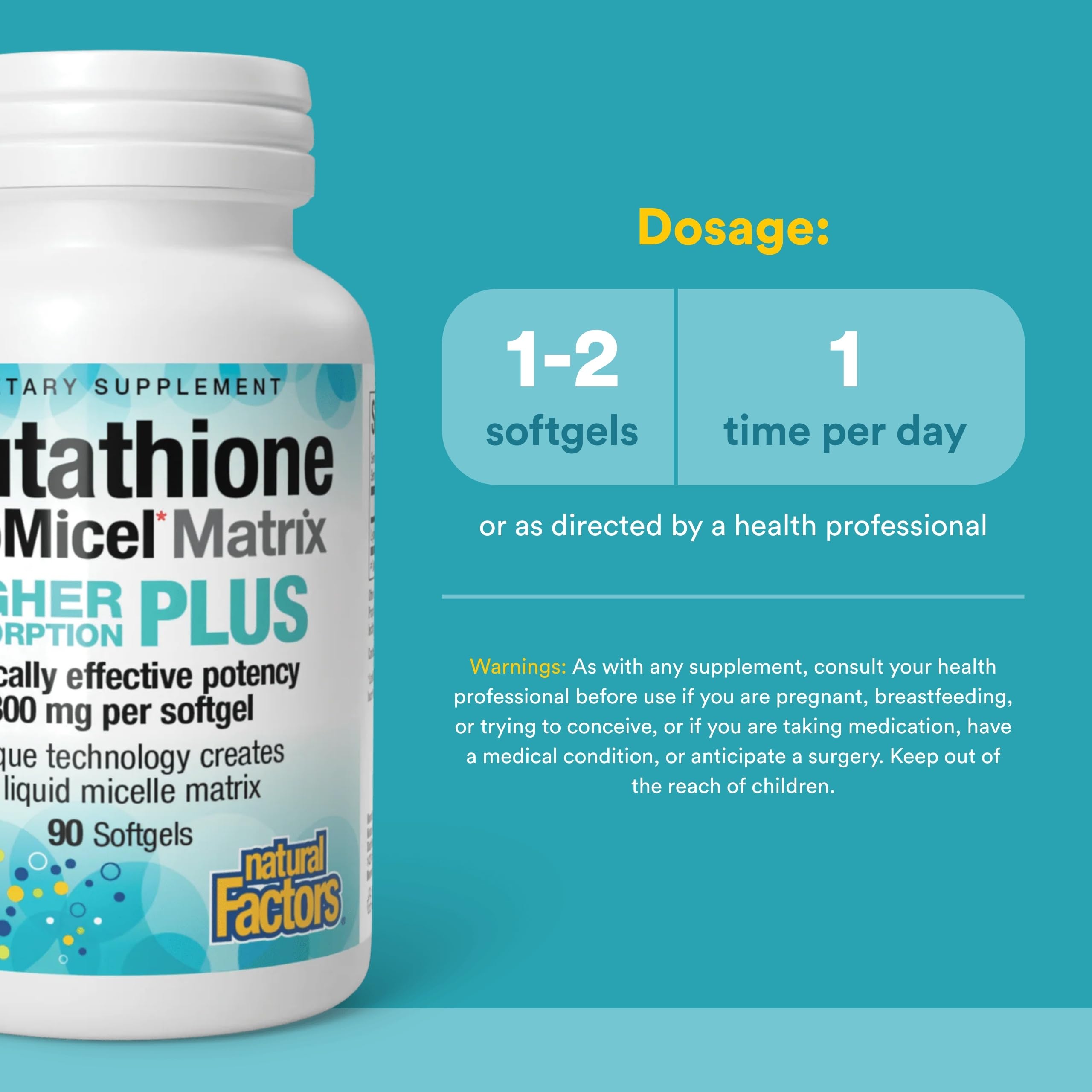 Natural Factors etiqueta sin OGM, gluten y lácteos para tranquilidad nutricional.