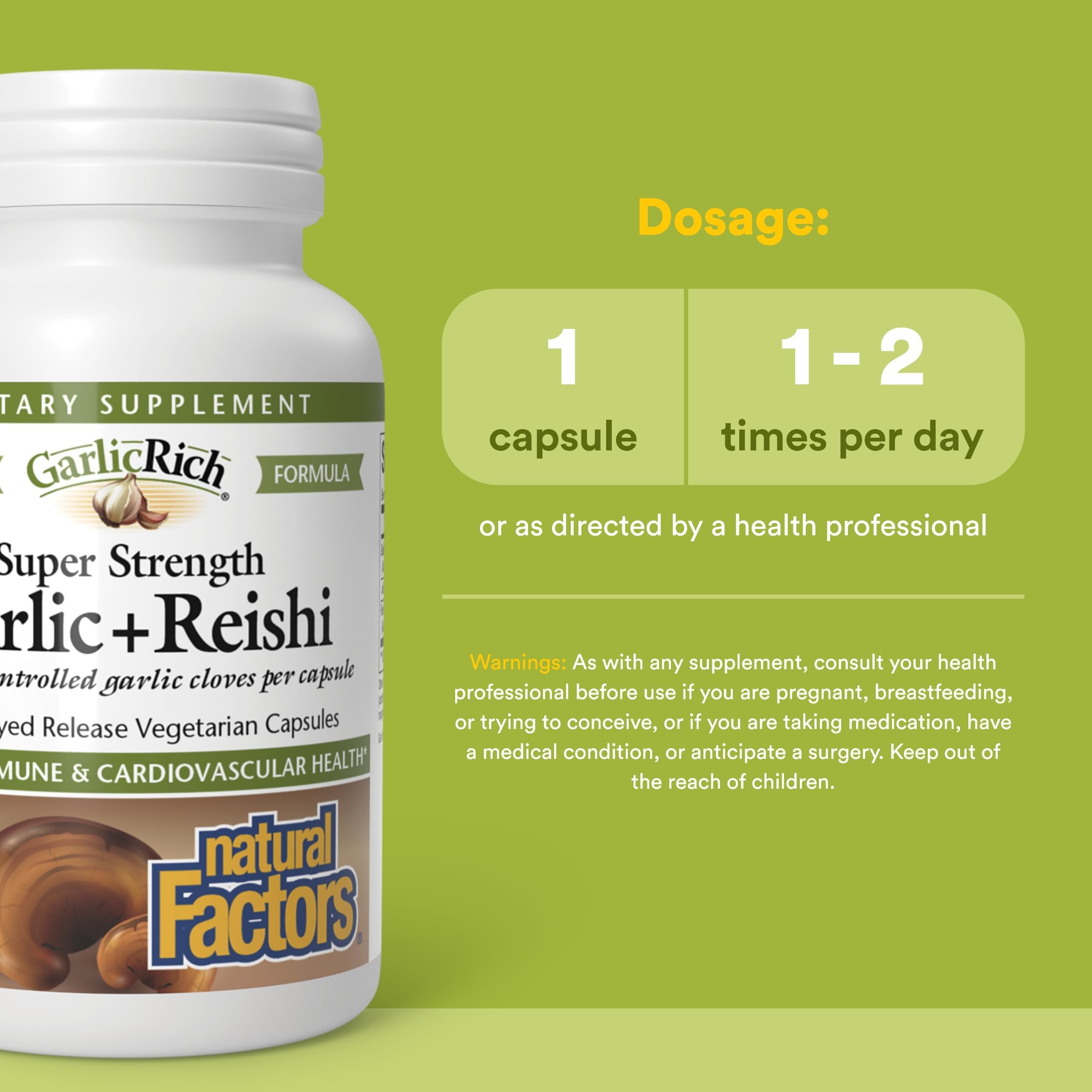 Natural Factors GarlicRich etiqueta del producto muestra ingredientes no transgenicos y libre de gluten.