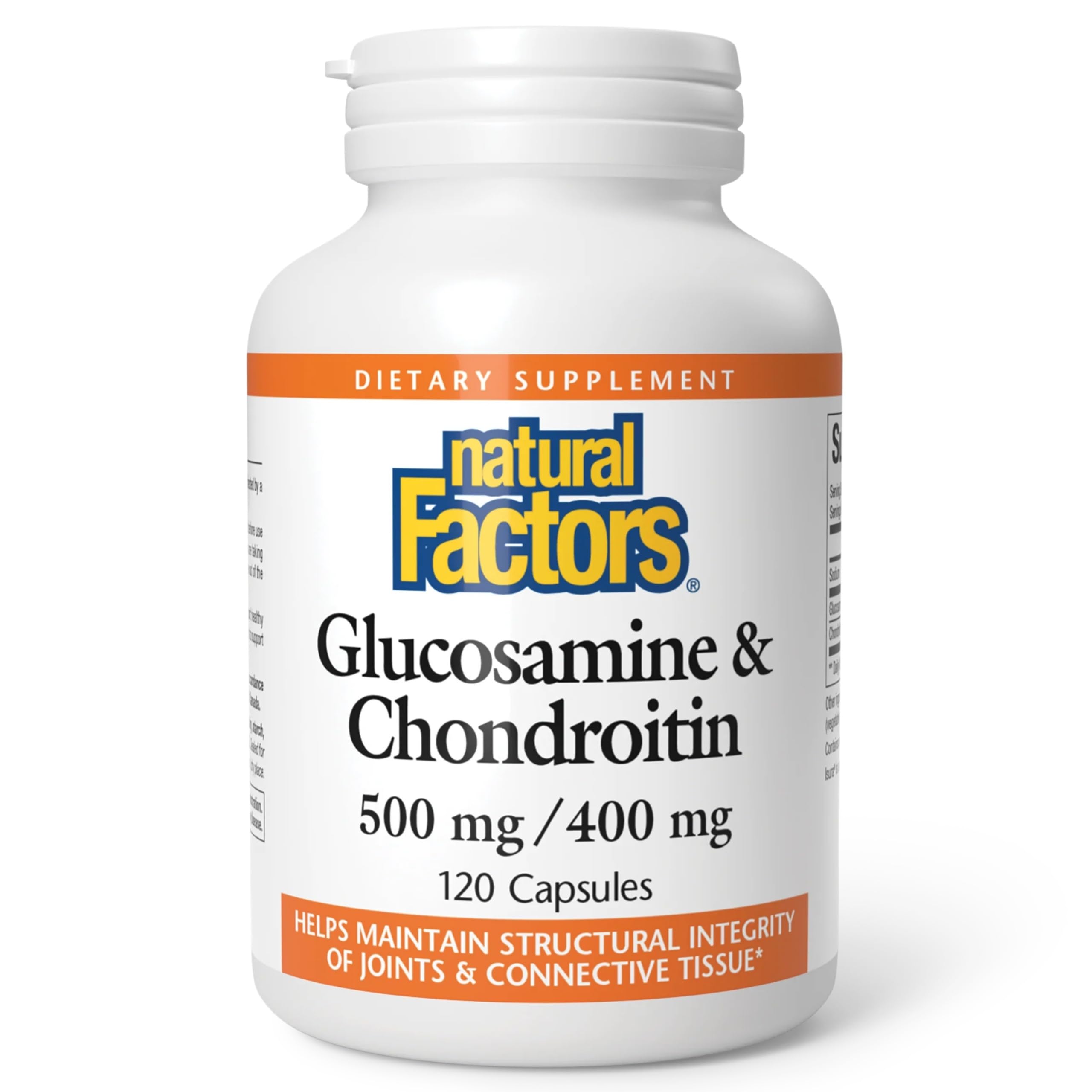 Natural Factors Glucosamina y Condroitina: cápsulas en frasco para apoyo articular diario