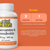 Natural Factors Glucosamina y Condroitina, etiqueta legible, destacan ingredientes clave