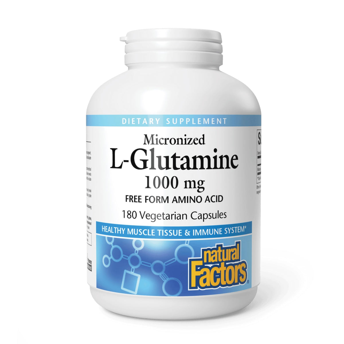 Natural Factors glutamina micronizada 1000 mg en cápsulas para recuperación muscular