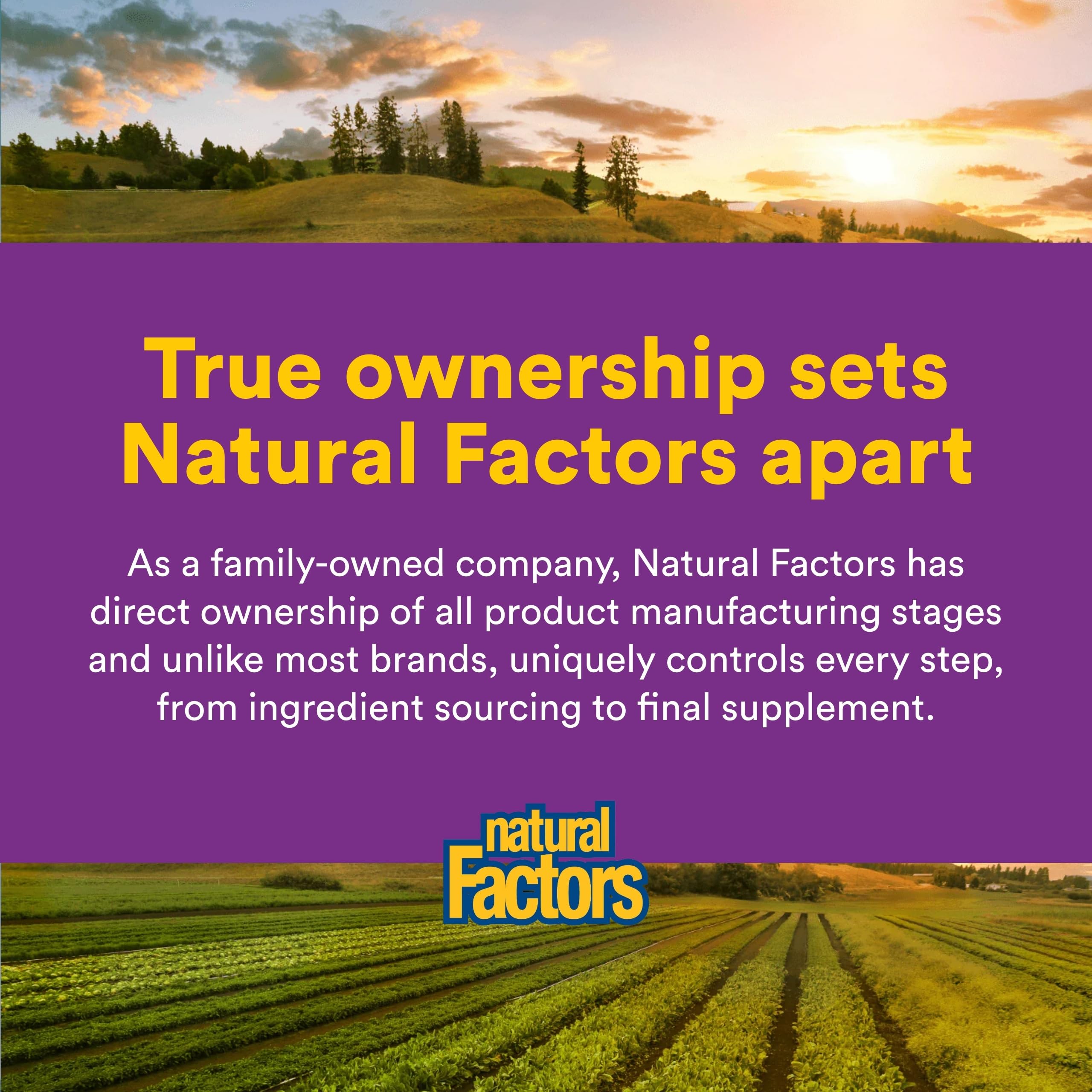 Natural Factors Granjas orgánicas certificadas, compromiso con la pureza.