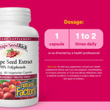 Natural Factors GrapeseedRich capsulas: formato vegetal para consumo diario.