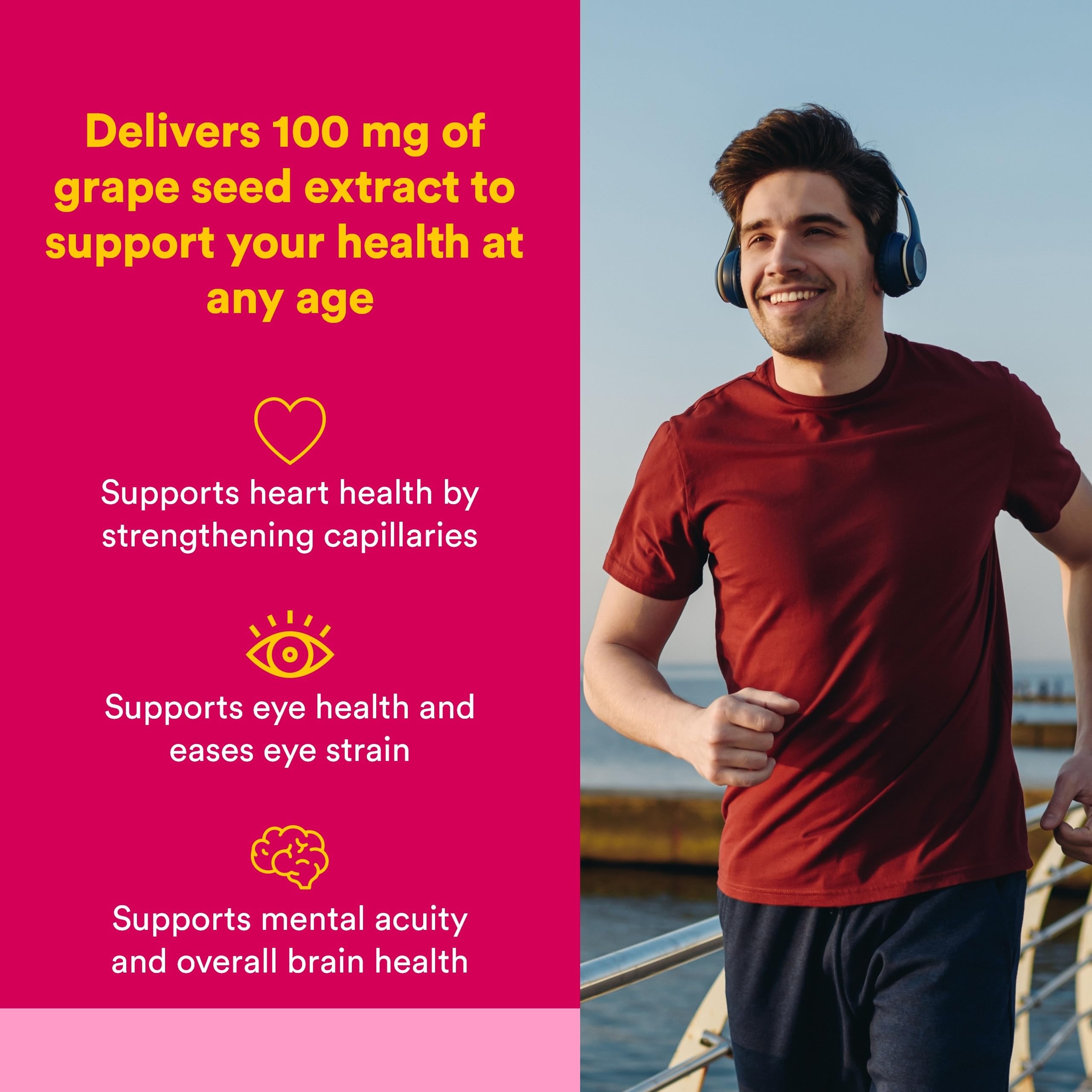 Natural Factors GrapeseedRich etiqueta frontal: muestra concentracion de polifenoles.
