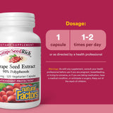 Natural Factors GrapeSeedRich: dispensador de cápsulas, fácil dosificación para apoyo antioxidante diario.
