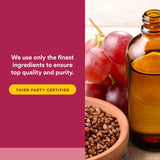 Natural Factors GrapeSeedRich: tarro de vidrio, protección de nutrientes y frescura sostenida.