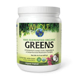 Natural Factors Greens envase tropical, perfecto para mezclar en bebidas y disfrutar.