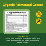 Natural Factors Greens ingredientes orgánicos, foco en verduras para un aporte nutritivo diario.
