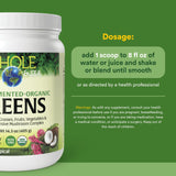 Natural Factors Greens mezcla para batidos, en vaso, inicia el día con energía.