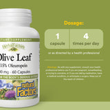Natural Factors HerbalFactors: etiqueta legible con oleuropeína estandarizada