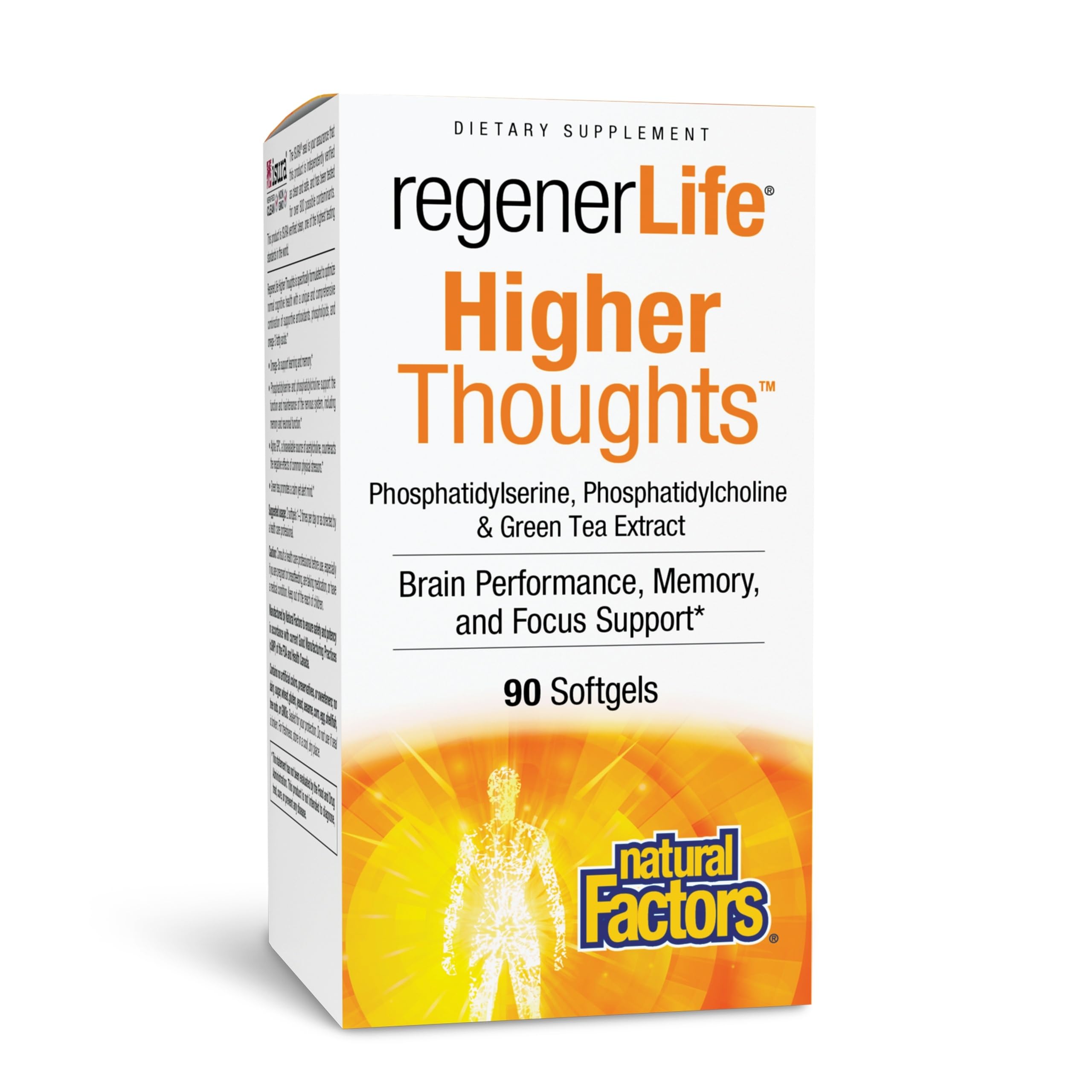 Natural Factors Higher Thoughts en botella, suplemento de omega-3 para apoyo general.
