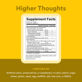 Cápsulas de Natural Factors Higher Thoughts en primer plano para consumo diario.