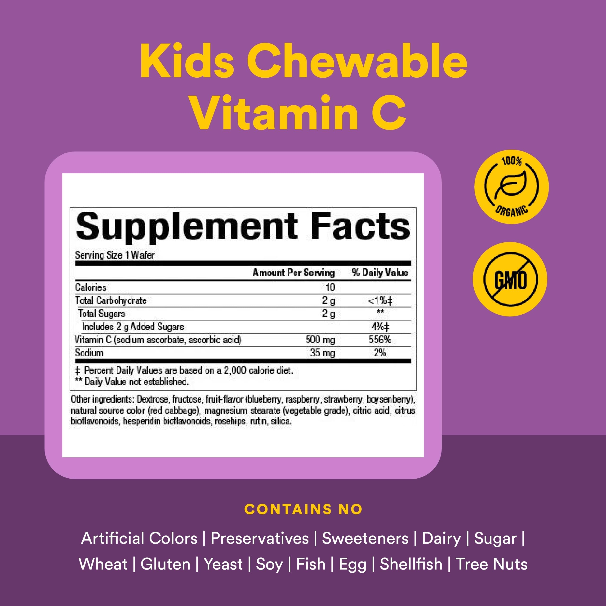 Natural Factors Vitamina C para niños, ingredientes clave como bioflavonoides