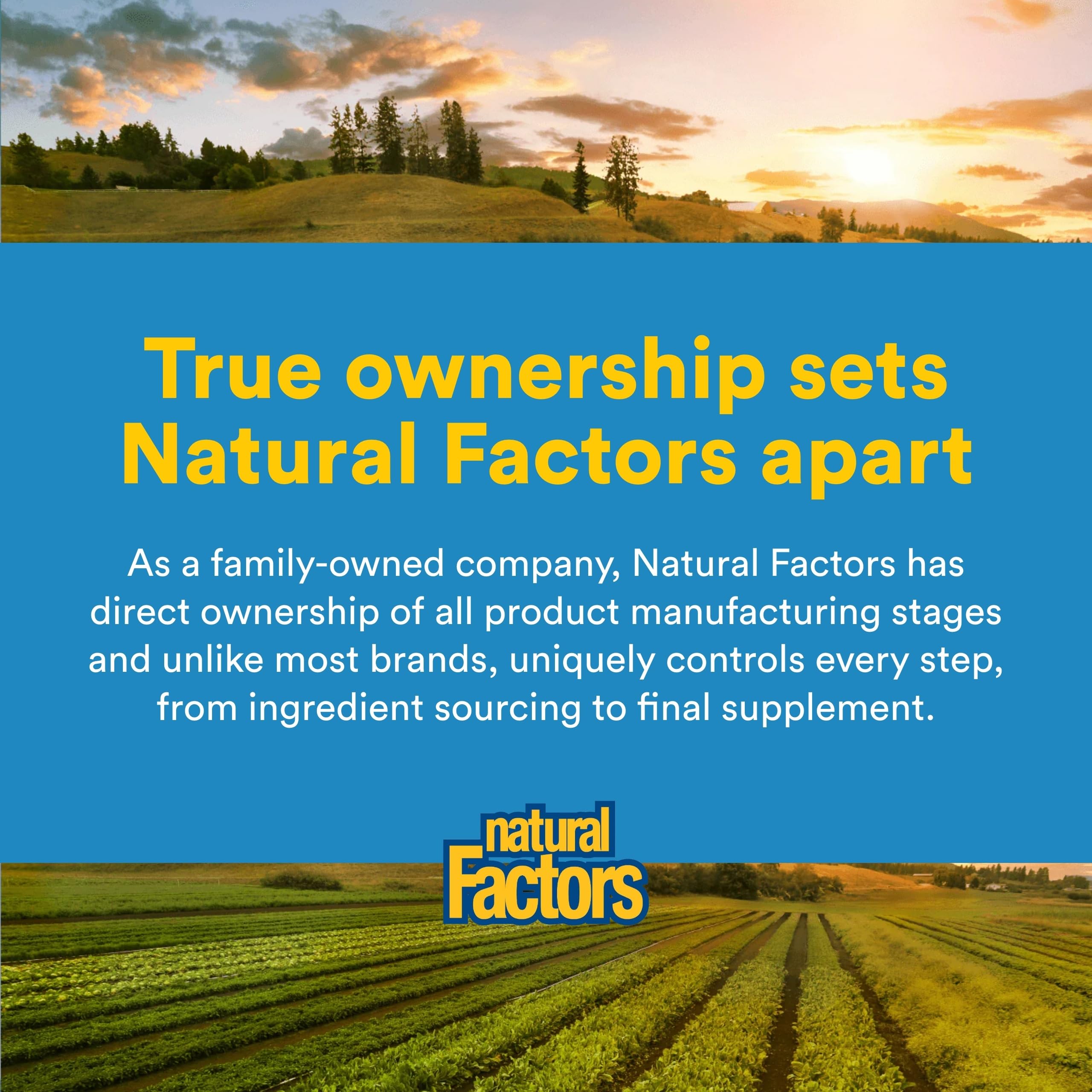 Natural Factors L-Glutamina embalaje local y orgánico: compromiso con materiales sostenibles.