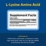 Natural Factors L-Lisina: opción sin gluten ni lácteos para dietas.