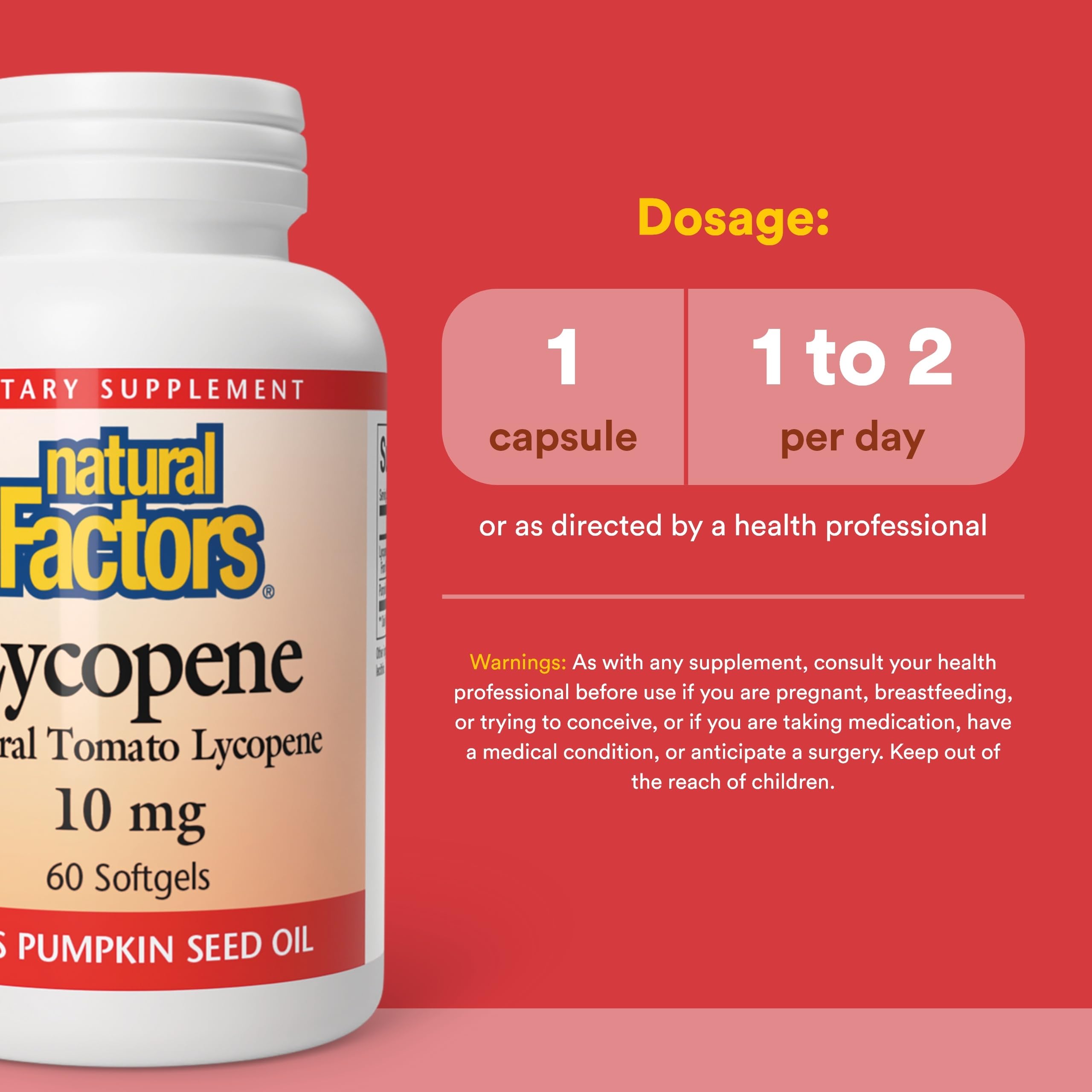 Natural Factors licopeno 10 mg derivado de tomate: fuente natural para una rutina antioxidante.
