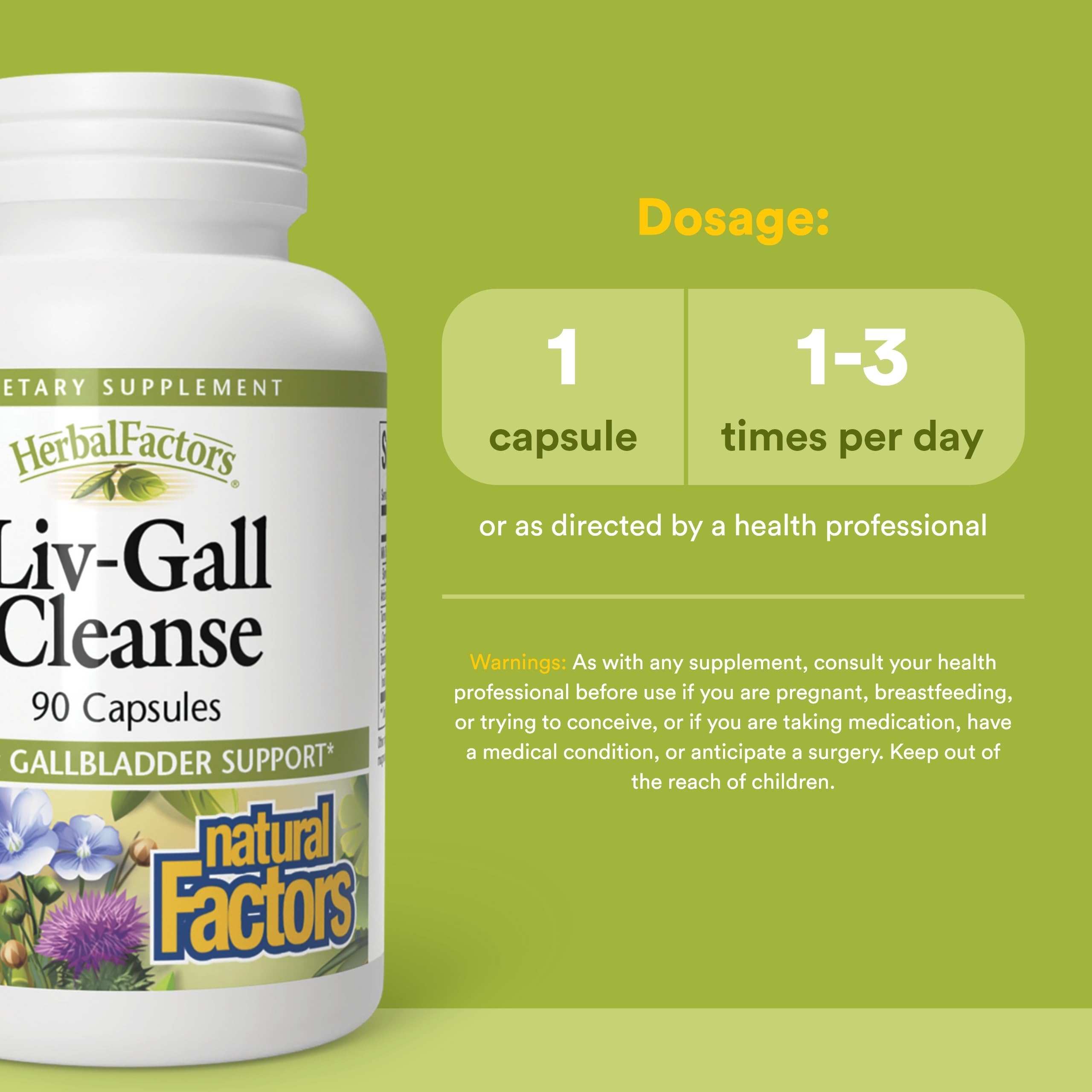 Natural Factors Liv-Gall Cleanse etiqueta nutricional: guía clara para dosis diarias.