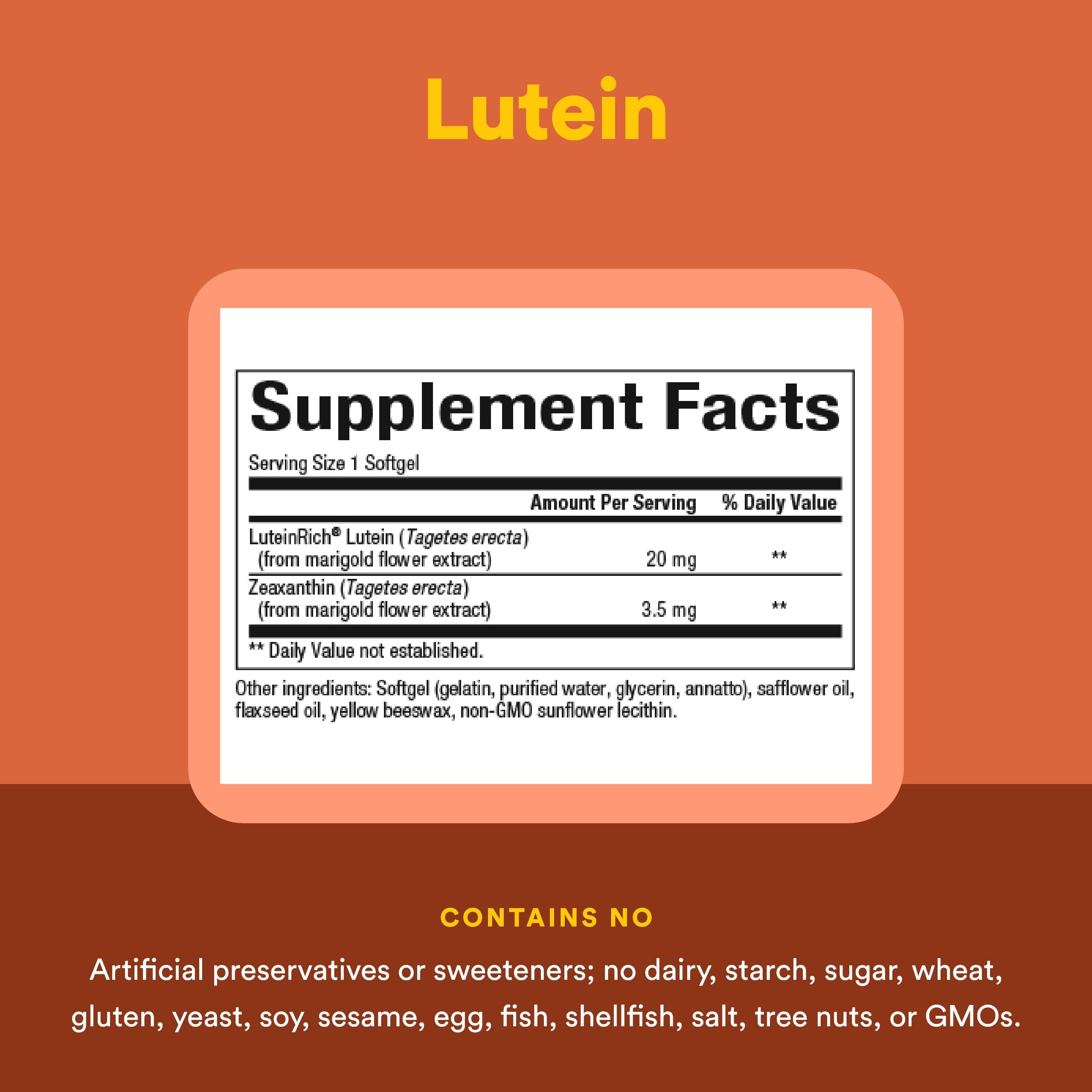Natural Factors Luteína 20 mg - envase de producto certificado orgánico