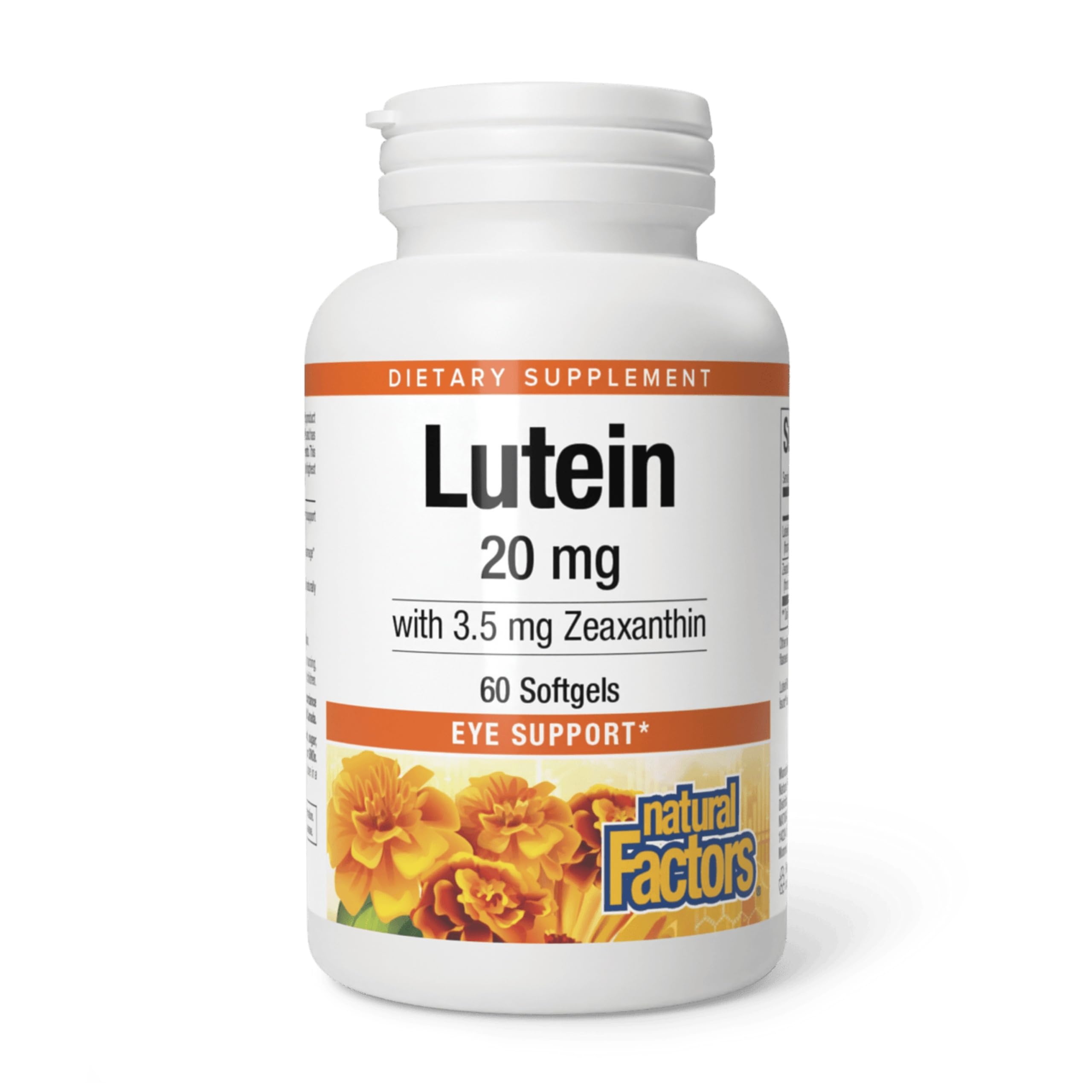 Natural Factors Luteína 20 mg en botella, apoyo visual potencial.