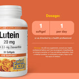 Etiqueta del producto Natural Factors Luteína 20 mg detallada.