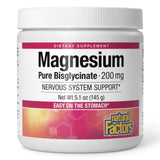 Natural Factors magnesio bisglicinato, botella de polvo, apoyo para la salud ósea y general.