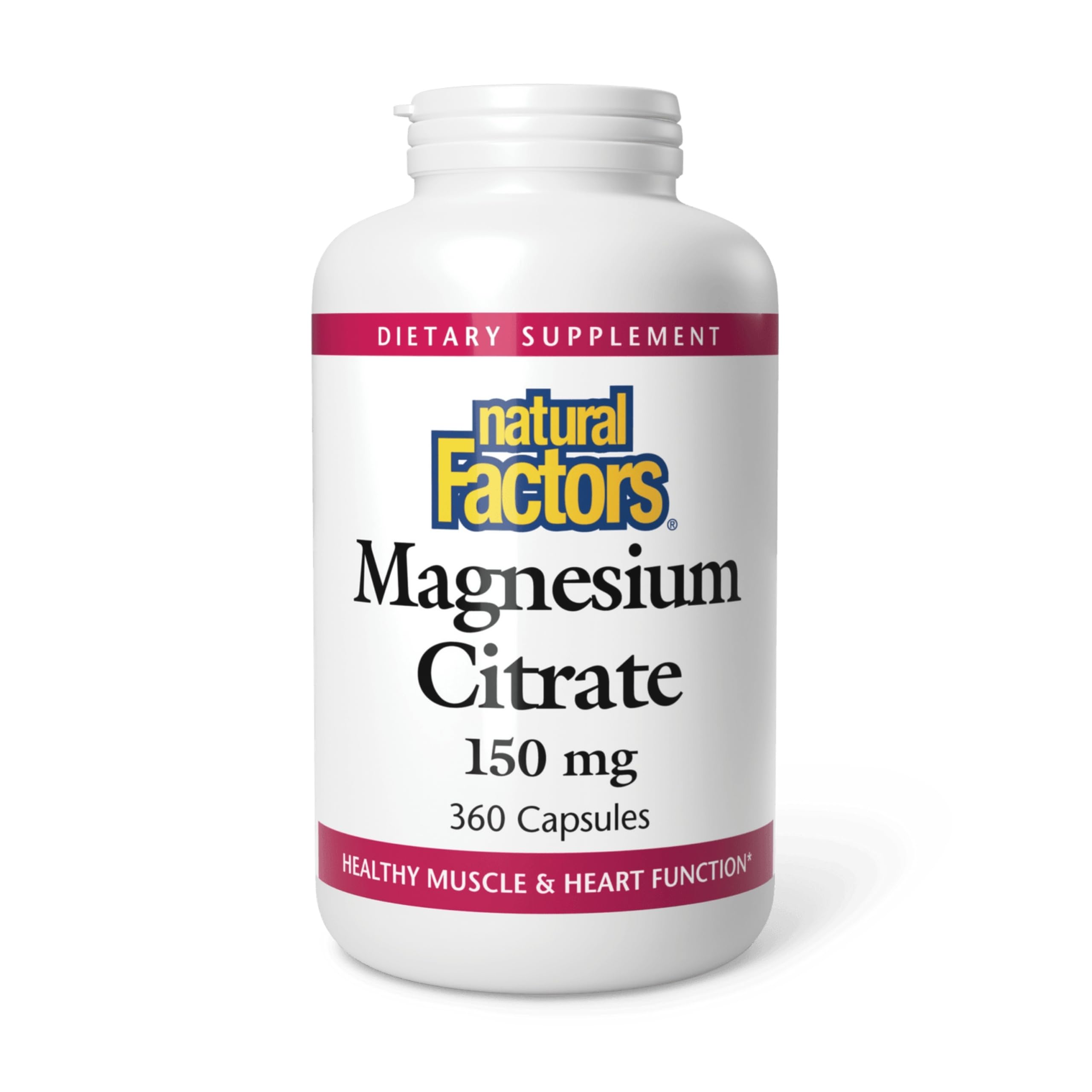 Natural Factors Magnesio Citrato 150 mg en cápsulas para apoyar músculos y corazón