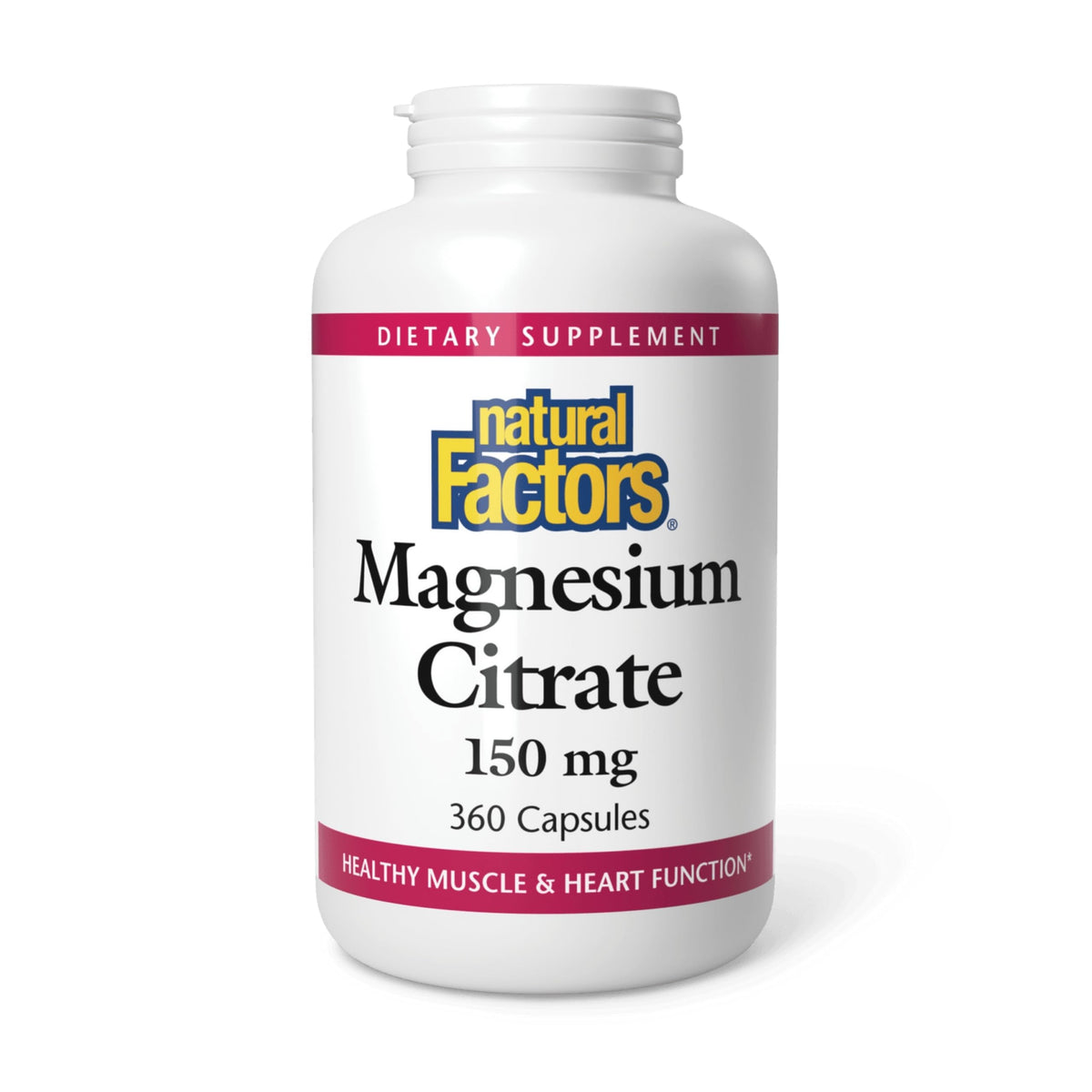 Natural Factors Magnesio Citrato 150 mg en cápsulas para apoyar músculos y corazón