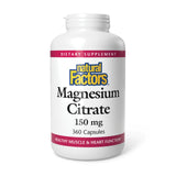 Natural Factors Magnesio Citrato 150 mg en cápsulas para apoyar músculos y corazón