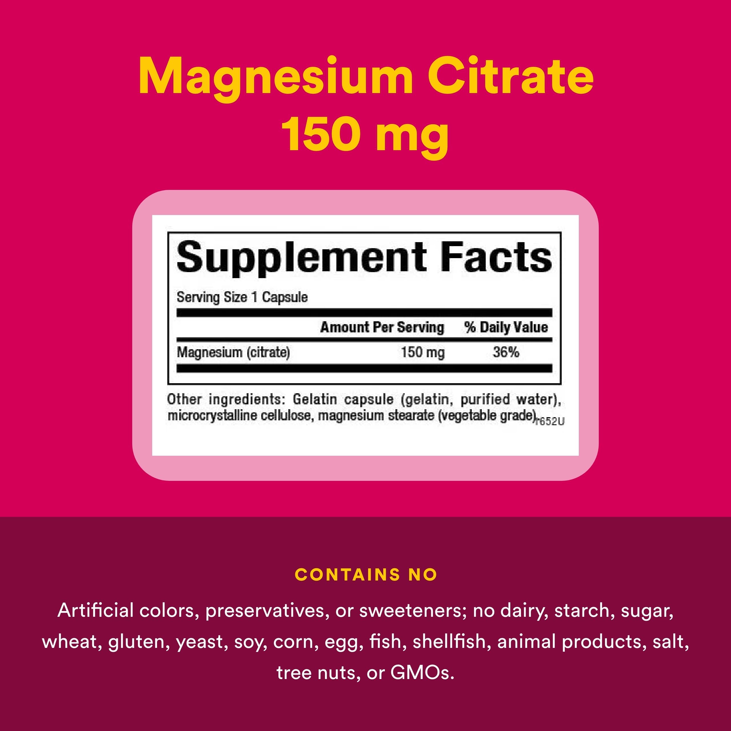 Natural Factors Magnesium Citrato: etiqueta clara y libres de alérgenos.