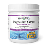 Natural Factors Magnesium Citrato: botella con sabor a frambuesa para apoyar la función muscular normal.
