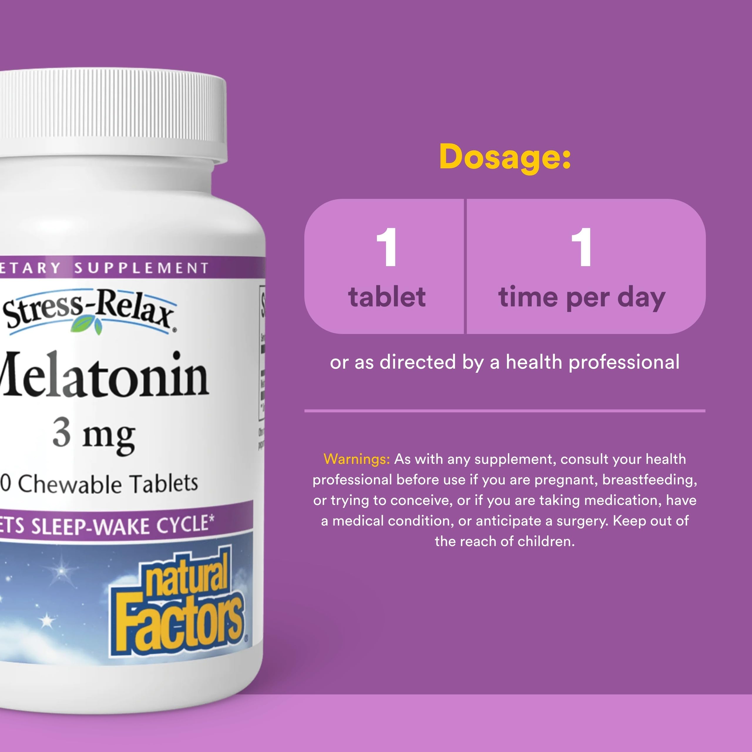Melatonina Natural Factors sabor menta, ideal antes de dormir.