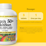 Natural Factors MultiStart 50+ etiqueta frontal muestra ingredientes clave.