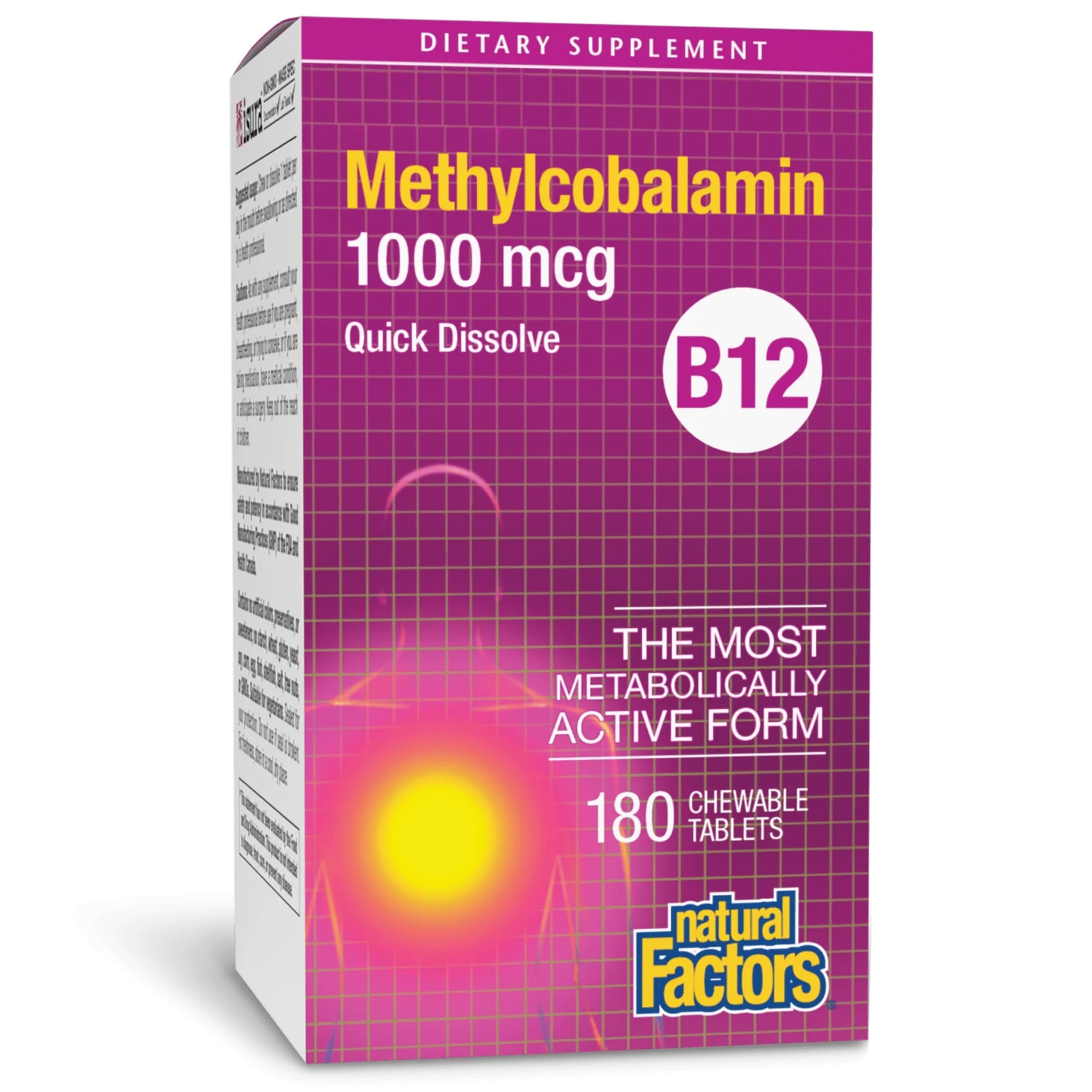 Natural Factors Metilcobalamina 1000 mcg: caja para consumo diario.