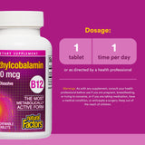 Natural Factors Metilcobalamina 1000 mcg: tableta en la boca para absorción rápida.