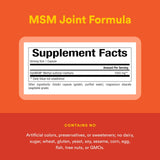 Natural Factors MSM etiqueta trasera: lista de ingredientes y beneficios potenciales