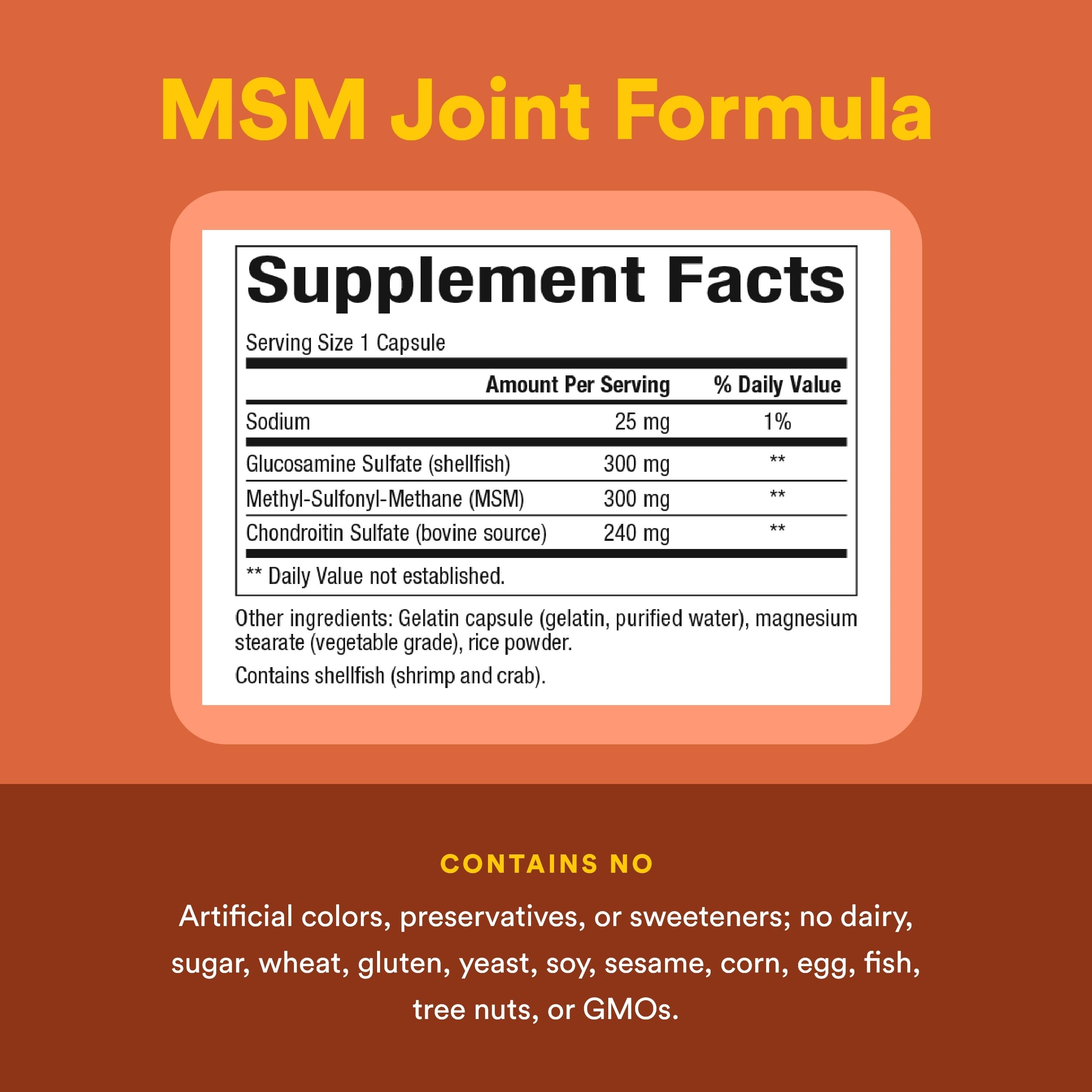 Natural Factors MSM: glucosamina y condroitina para soporte de cartílago