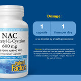 Natural Factors NAC 600 mg: etiqueta clara para verificar ingredientes de forma rápida