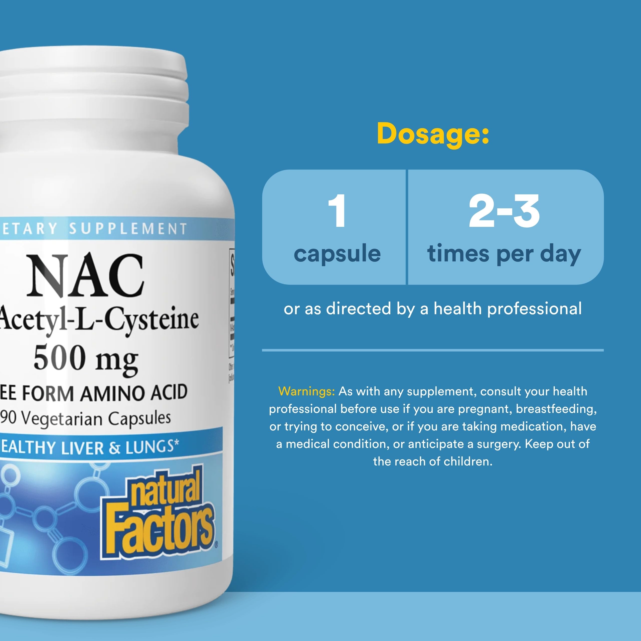 Natural Factors NAC cápsulas vegetarianas para estilo de vida activo