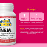 Natural Factors NEM ácido hialurónico para lubricación de articulaciones.