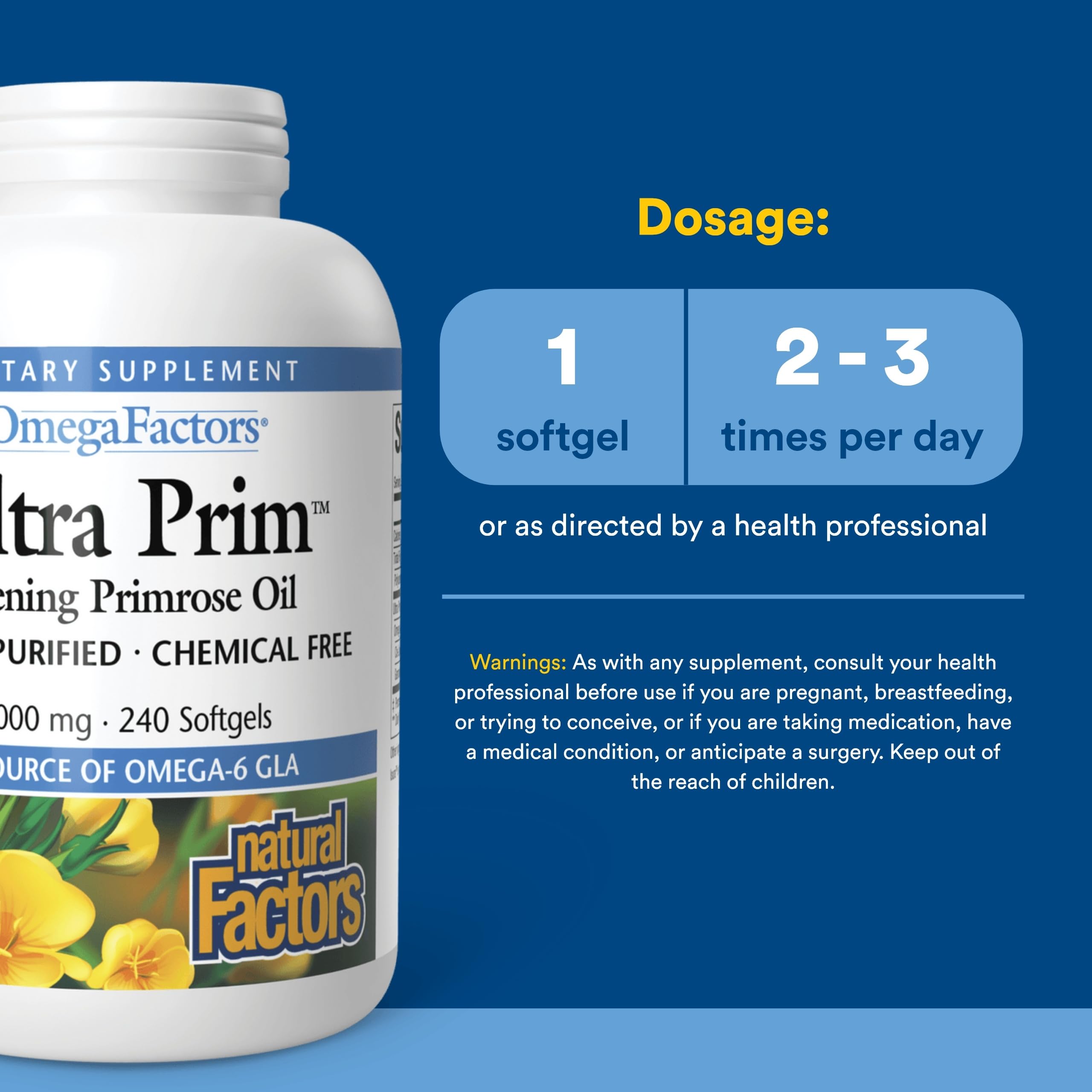 Etiqueta de Omega Factors Natural Factors con información de ingredientes