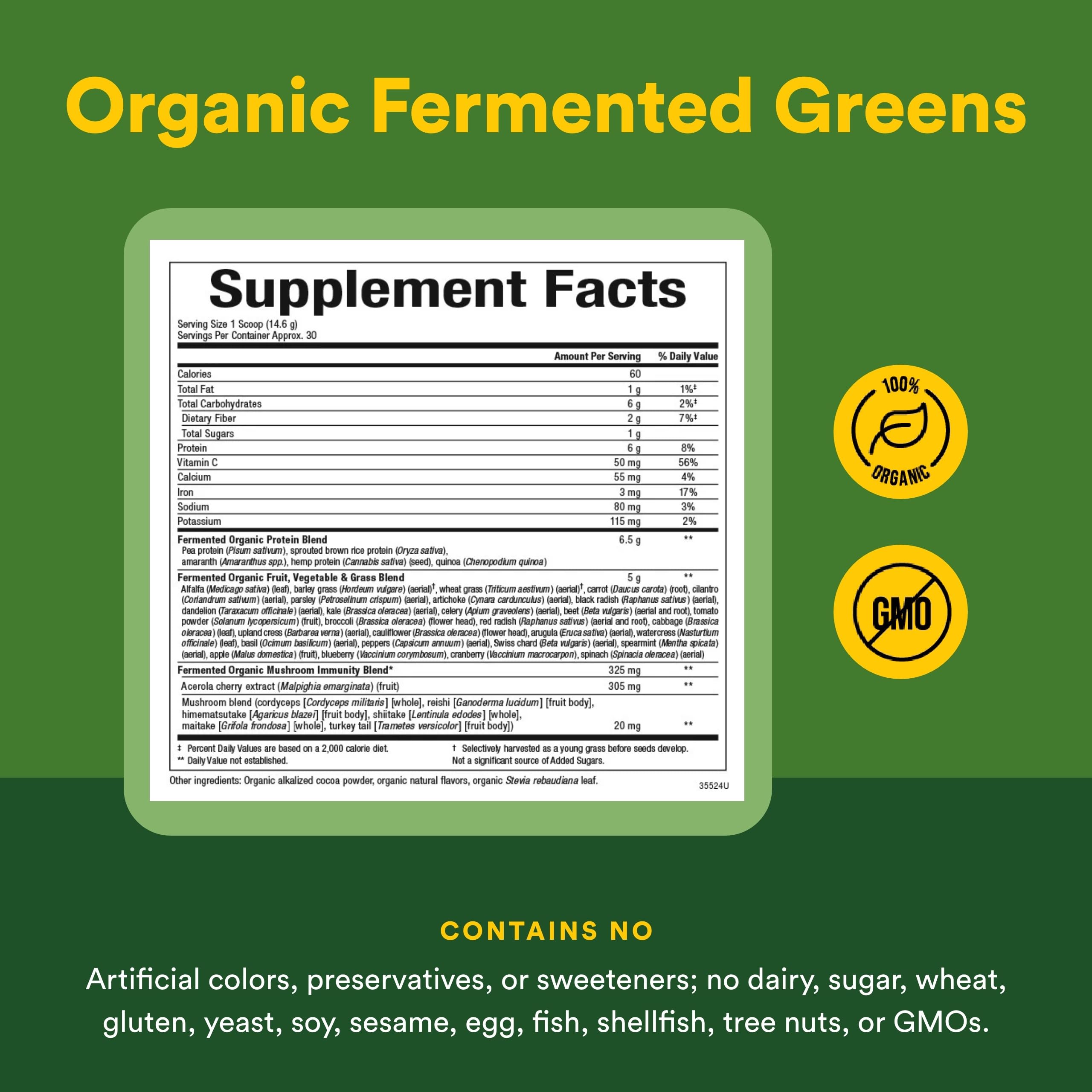 Natural Factors Organic Greens cuchara medidora para dosis precisa