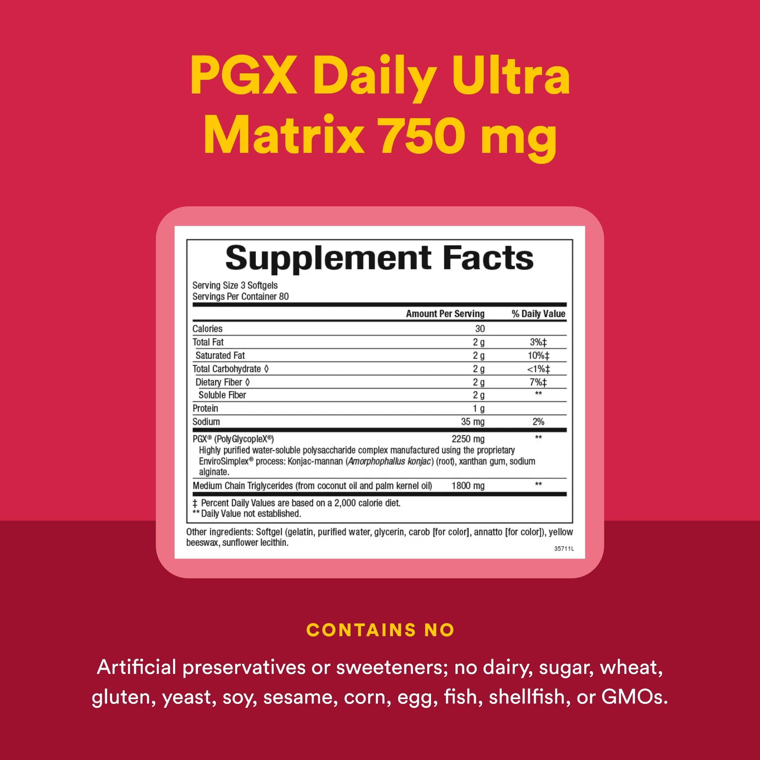 Natural Factors PGX Daily Ultra Matrix 750 mg, dosis progresiva para uso diario.