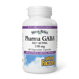 Natural Factors Pharma GABA, botella de cápsulas, apoyo a la calma y sueño suave.