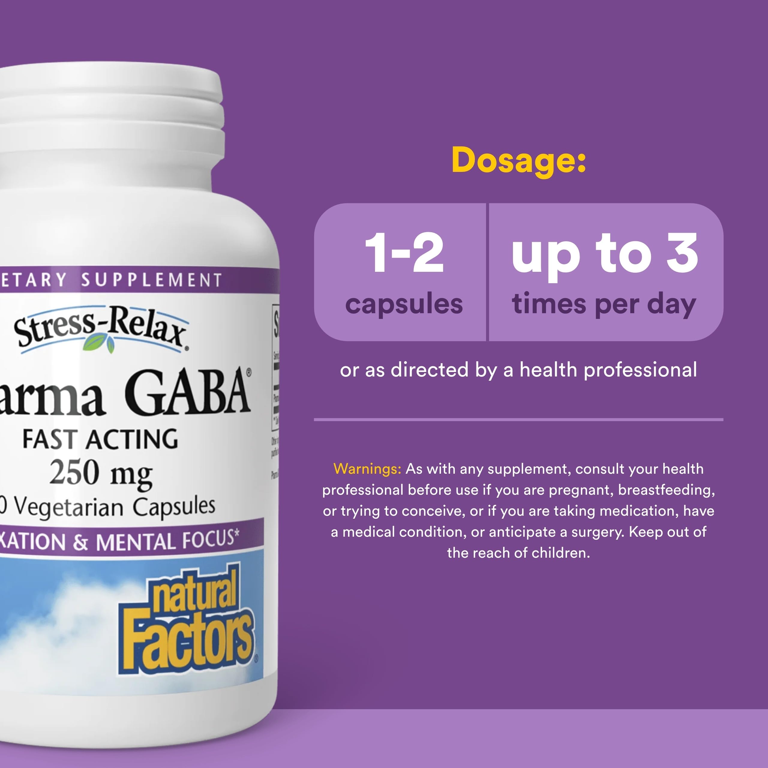 Natural Factors Pharma GABA etiqueta frontal con información clara