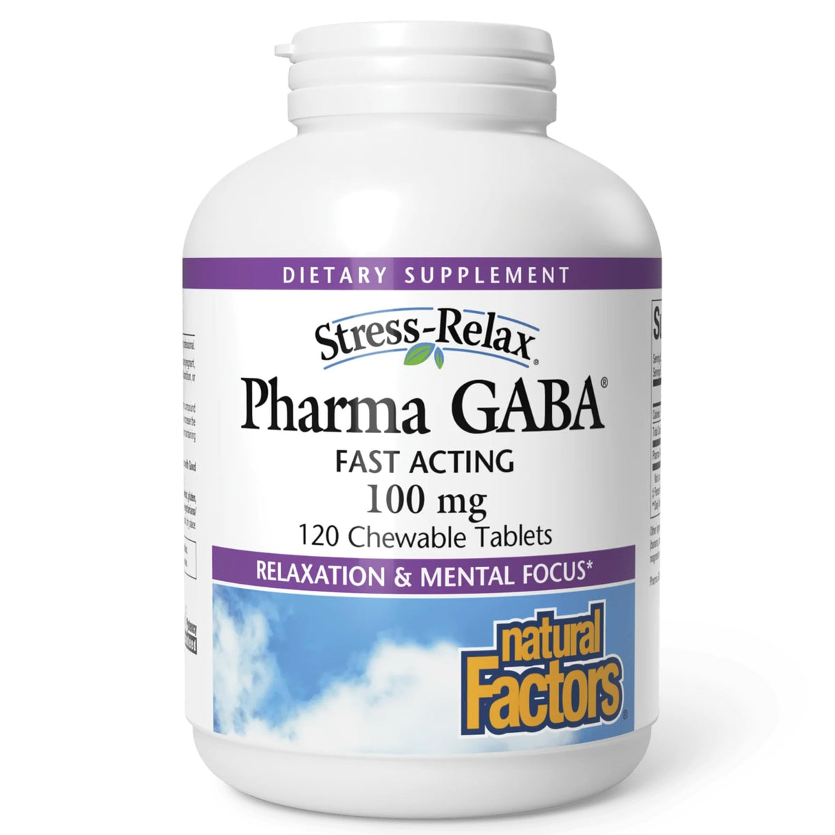 Natural Factors Pharma GABA: tabletas masticables para sueño y relajación.