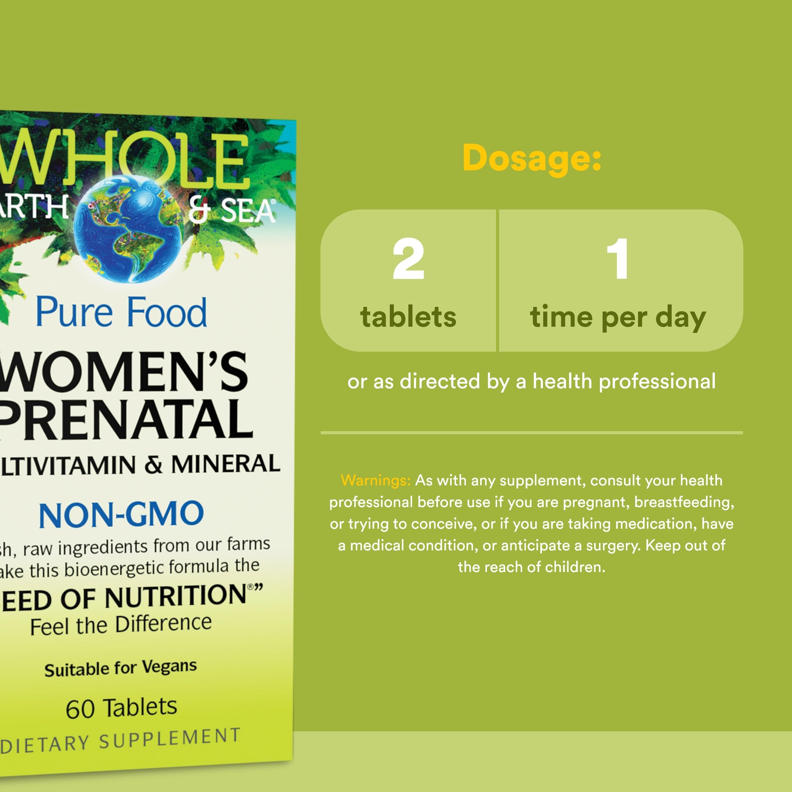 Natural Factors Prenatal etiqueta: información clara de nutrientes esenciales
