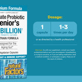 Natural Factors Probiotico Senior, enfoque digestivo equilibrado para comodidad diaria.