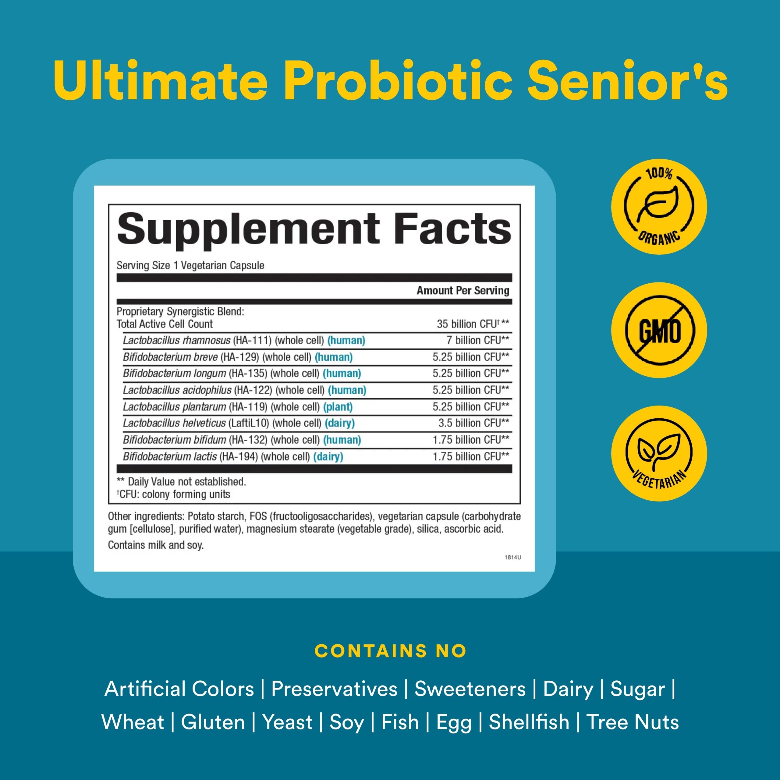 Natural Factors Probiotico Senior, foco en inmunidad suave y saludable.