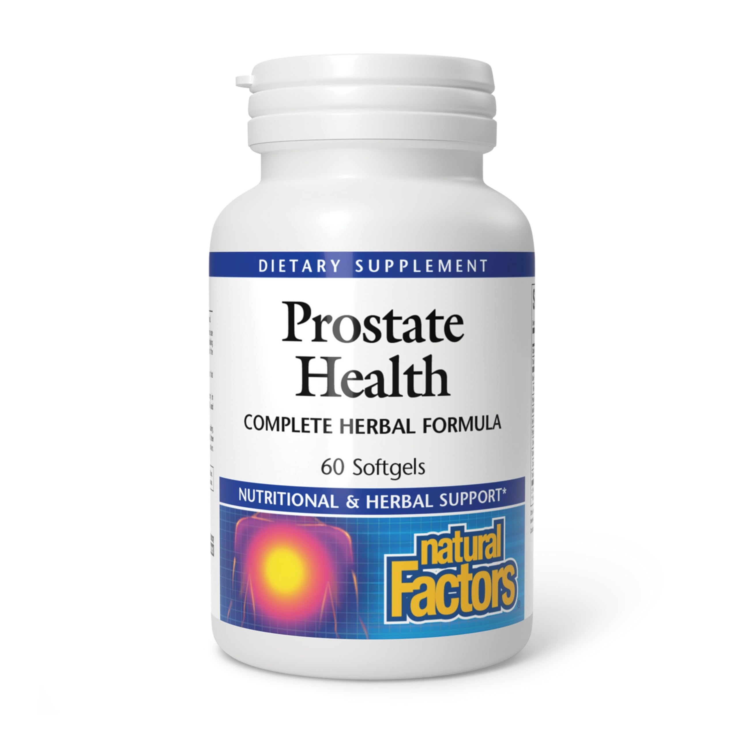 Natural Factors Prostate Health: botella softgel para uso diario con apoyo herbal